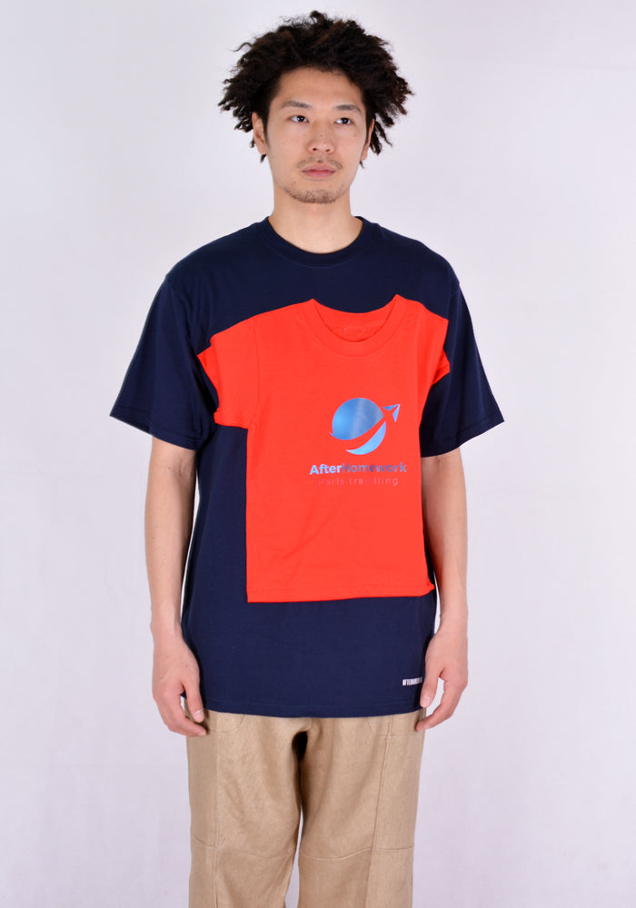 AFTER HOMEWORK アフターホームワーク通販 DOUBLE T-SHIRT BLUE/RED