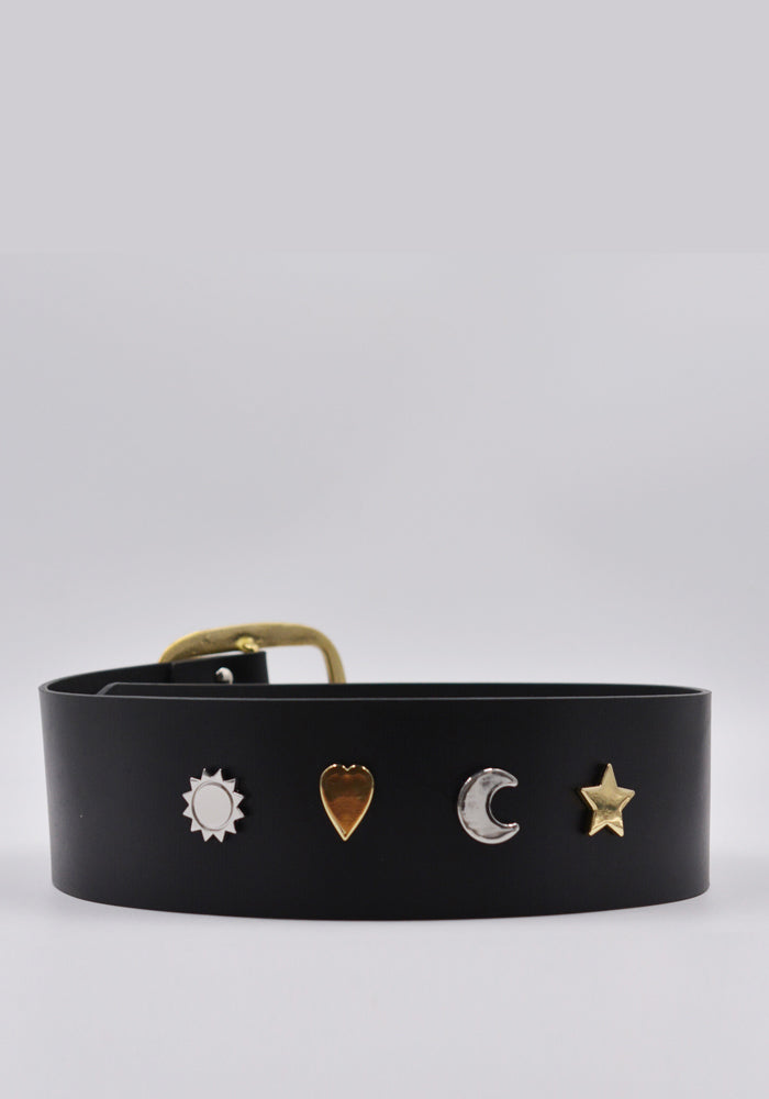 CHARLES JEFFREY LOVERBOY CJLSS22SSWB STUDDED SUPA WIDE BELT BLACK