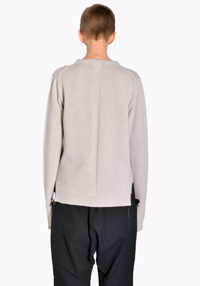 RICK OWENS RP02B6682 WSBR ROUND NECK KNIT SWEATER PEARL