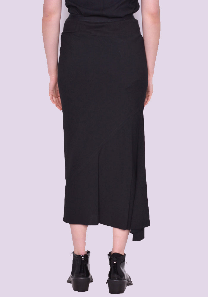 RICK OWENS WOMEN RP01C5334 Y 09 CALF BIAS SKIRT BLACK