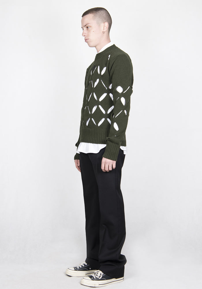 STEFAN COOK ステファンクック通販 DIAMOND SLASHED JUMPER KHAKI