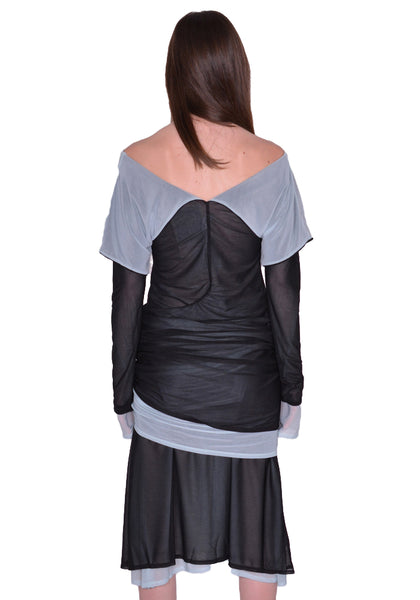 KIKO KOSTADINOV KKWSS23D04-18 MORA LAYERED DRESS BLACK SWAN/ICE SS23 | DOSHABURI Online Shop