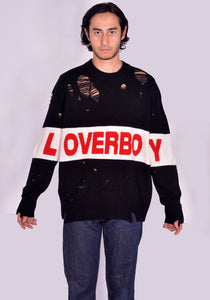 CHARLES JEFFREY LOVERBOY DISTRESSED LOVEBOY LOGO KNIT SWEATER FW24