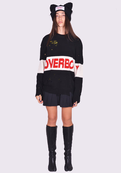 CHARLES JEFFREY LOVERBOY DISTRESSED LOVEBOY LOGO KNIT SWEATER FW24 | DOSHABURI shop