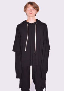 RICK OWENS DRKSHDW HUSTLER HOODED T-SHIRT BLACK FW24  | DOSHABURI Online Shop