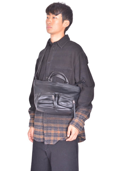 EGONLAB x EASTPAK EGON TOTE S FAUX LEATHER BLACK FW26 | DOSHABURI Shop