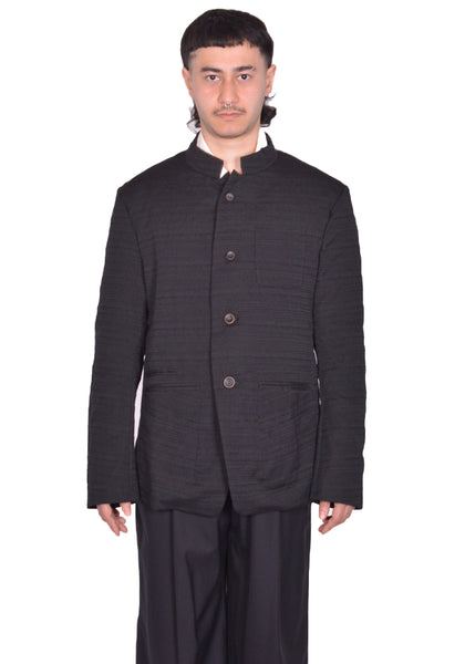INDIVIDUAL SENTIMENTS STAND COLLAR JACKET BLACK SS25 | DOSHABURI Shop