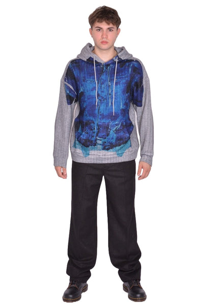 JUNTAE KIM TROMPE L'OEIL HOODIE GREY FW25 | DOSHABURI Online Shop