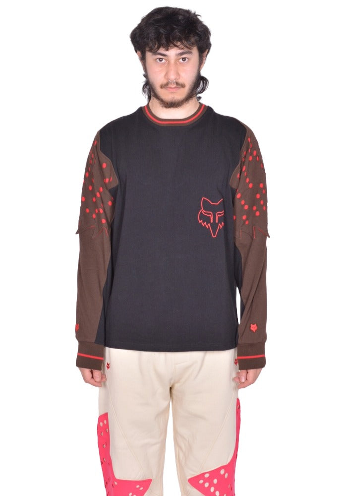 KIKO KOSTADINOV FOX LAB PERFORATED LONG SLEEVE T-SHIRT BLACK FW25 
