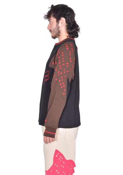 KIKO KOSTADINOV FOX LAB PERFORATED LONG SLEEVE T-SHIRT BLACK FW25 