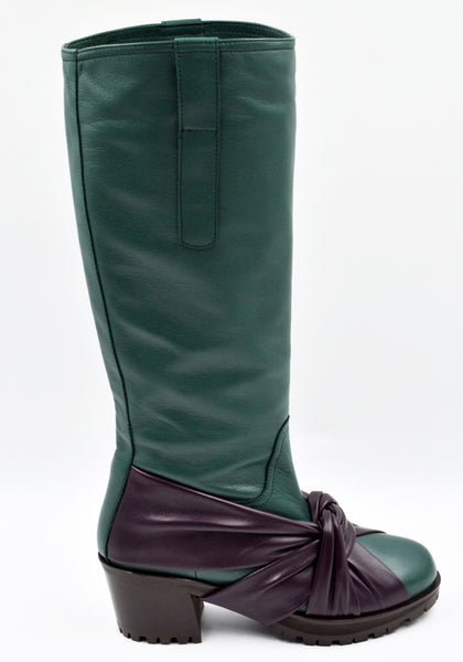 KIKO KOSTADINOV WOMEN KNOTTED RIDING BOOTS GREEN/GREEN FW24 | DOSHABURI Online Shop