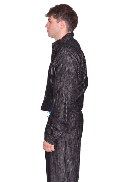 KIKO KOSTADINOV KRANER CROPPED SHIRT JACKET MELANGE BLACK FW25 | DOSHABURI Shop