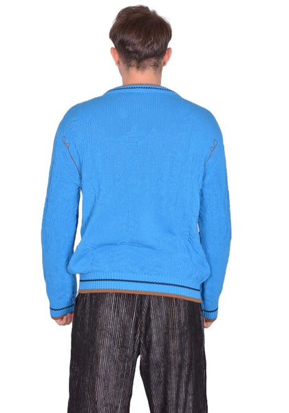 KIKO KOSTADINOV MEN FITZ KNIT SWEATER CERULEAN BLUE FW25 | DOSHABURI Shop