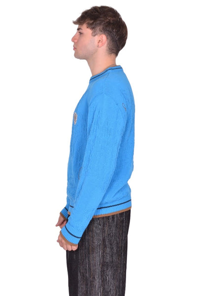 KIKO KOSTADINOV MEN FITZ KNIT SWEATER CERULEAN BLUE FW25 | DOSHABURI Shop