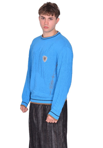 KIKO KOSTADINOV MEN FITZ KNIT SWEATER CERULEAN BLUE FW25 | DOSHABURI Shop