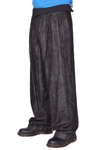 KIKO KOSTADINOV NAVIN WIDE TROUSER MELANGE BLACK/NIGHT BLACK FW25 