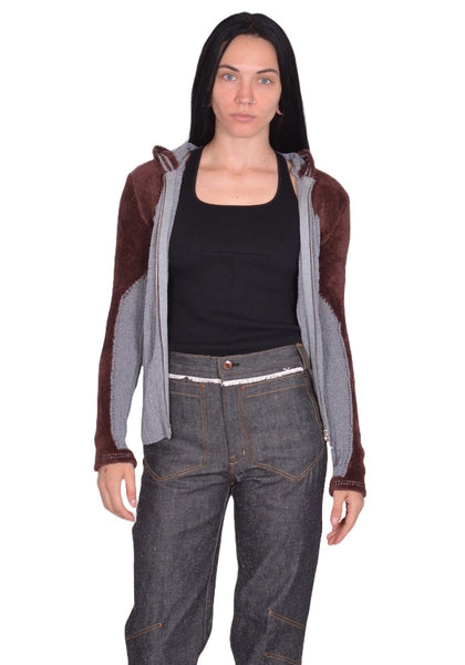 KIKO KOSTADINOV QUIMBY FITTED HOODED KNIT GREY FW25