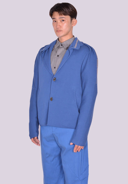 KIKO KOSTADINOV UGO KNITTED BLAZER STEEL BLUE/ASH GREY SS24 | DOSHABURI Online Shop