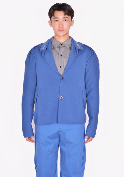 KIKO KOSTADINOV UGO KNITTED BLAZER STEEL BLUE/ASH GREY SS24 | DOSHABURI Online Shop