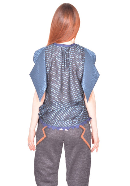 KIKO KOSTADINOV WEATHERVANE TOP OBSIDIAN BLACK & MOSAIC BLUE SS26 | DOSHABURI Online Shop