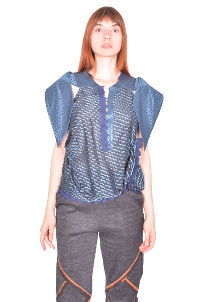 KIKO KOSTADINOV WEATHERVANE TOP OBSIDIAN BLACK & MOSAIC BLUE SS26 | DOSHABURI Online Shop