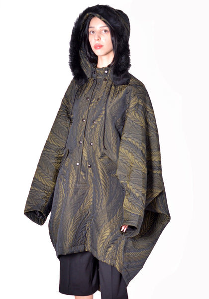 KIKO KOSTADINOV WOMEN KKWAW26C05-41 BITTERN HOODED PONCHO FOLIAGE GREEN 2026FW | DOSHABURI Shop 