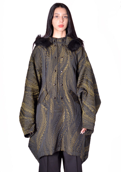 KIKO KOSTADINOV WOMEN KKWAW26C05-41 BITTERN HOODED PONCHO FOLIAGE GREEN 2026FW | DOSHABURI Shop 