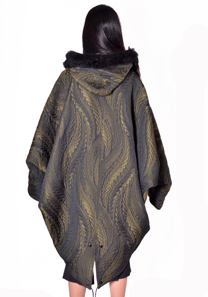 KIKO KOSTADINOV WOMEN KKWAW26C05-41 BITTERN HOODED PONCHO FOLIAGE GREEN 2026FW | DOSHABURI Shop 