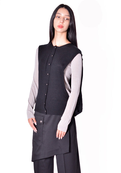 KIKO KOSTADINOV WOMEN KKWAW26KN02-84 GUILLEMOT COCOON CARDIGAN NEBULAR BLACK & SILVER GREY 2026FW | DOSHABURI Shop 