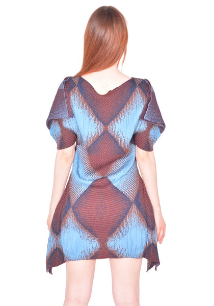 KIKO KOSTADINOV WOMEN IKAT ARGYLE JACQUARD DRESS FAIENCE BLUE SS26 | DOSHABURI Shop