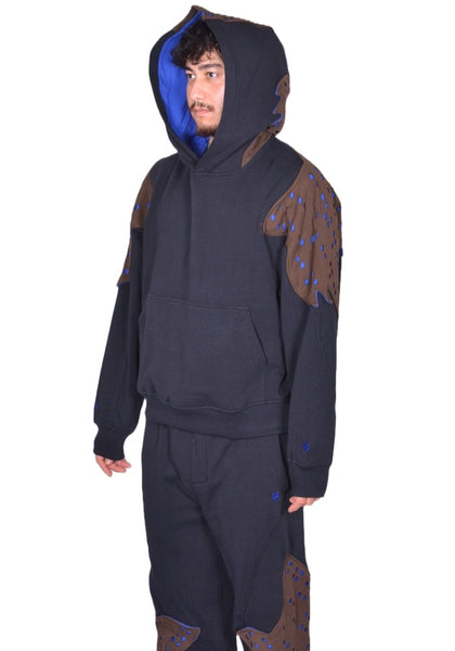 KIKO KOSTADINOV x FOX LAB PERFORATED FLEECE HOODIE BLACK FW25