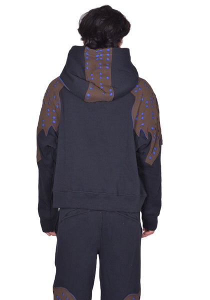 KIKO KOSTADINOV x FOX LAB PERFORATED FLEECE HOODIE BLACK FW25