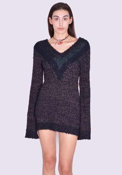 KNWLS EXPLOSION KNIT DRESS NAVY SPECKLE FW24 | DOSHABURI Online Shop