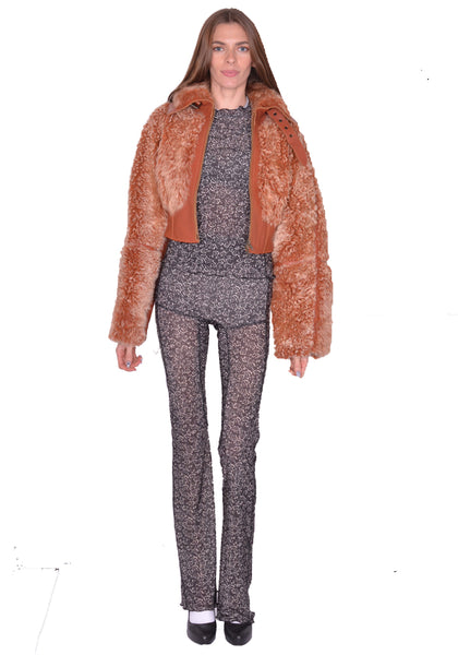 KNWLS JOAN CROPPED SHEARLING JACKET RUST SS25| DOSHABURI Shop