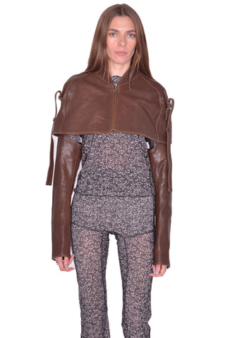 KNWLS  VEIL LEATHER CAPE BROWN BURN SS25 | DOSHABURI Online Shop