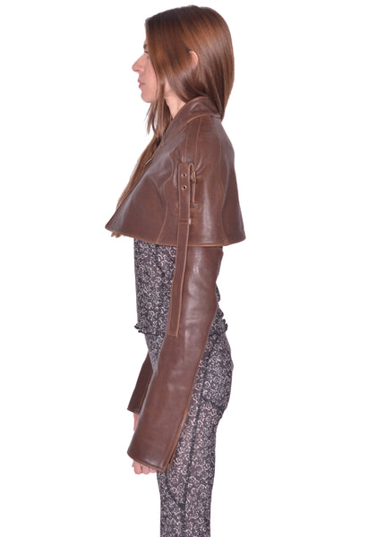 KNWLS  VEIL LEATHER CAPE BROWN BURN SS25 | DOSHABURI Online Shop