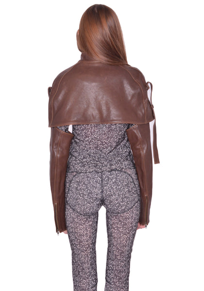 KNWLS VEIL LEATHER CORSET BROWN BURN SS25 | DOSHABURI Online Shop