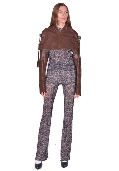 KNWLS VEIL LEATHER CORSET BROWN BURN SS25 | DOSHABURI Online Shop