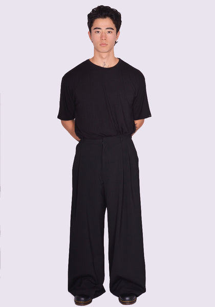 LU'U DAN JUMBO WIDE LEG TROUSERS BLACK SS25 | DOSHABURI Online Shop