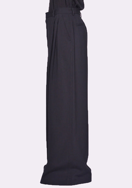 LU'U DAN MP021W LWB JUMBO WIDE LEG TROUSERS BLACK FW24 | DOSHABURI Online Shop