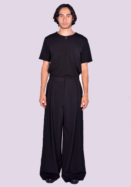 LU'U DAN MP021W LWB JUMBO WIDE LEG TROUSERS BLACK FW24 | DOSHABURI Online Shop