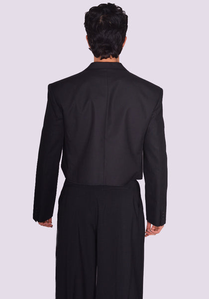 LU'U DAN GABARDINE SLASHED BLAZER BLACK SS25 | DOSHABURI Online Shop