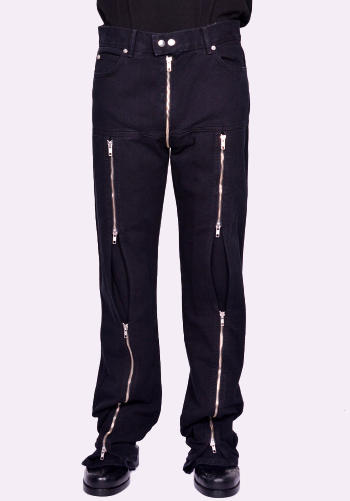 LU'U DAN MP081D WD ZIPPED RIOT 5-POCKET JEANS BLACK RINSE FW24 | DOSHABURI Online Shop