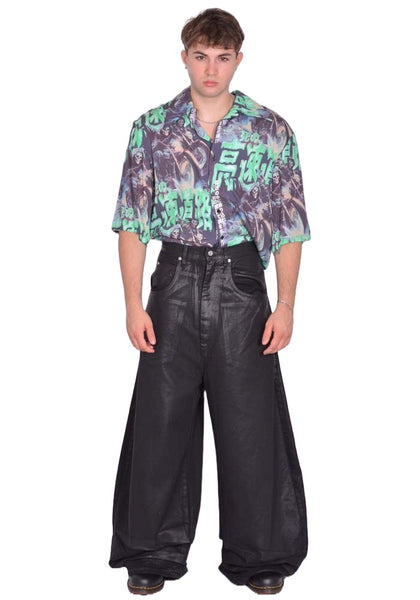 LU'U DAN COATED DOUBLE XL JEANS BLACK FW25 | DOSHABURI Shop