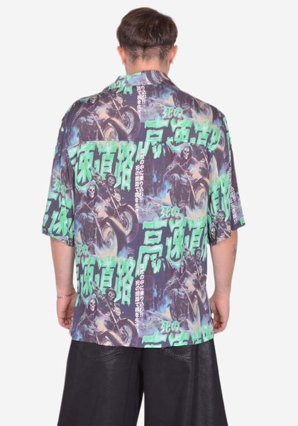 LU'U DAN GHOST RIDERS PRINT SHORT SLEEVE SHIRT FW25 | DOSHABURI Shop