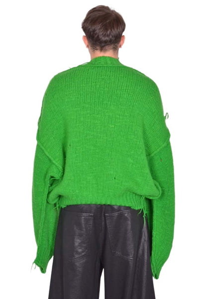 LU'U DAN KINGPIN KNIT SWEATER NEON GREEN FW25 | DOSHABURI Online Shop