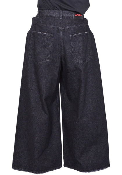 LU'U DAN TIE MAXI PANTS STRONG RINSED BLACK SS26 | DOSHABURI Shop