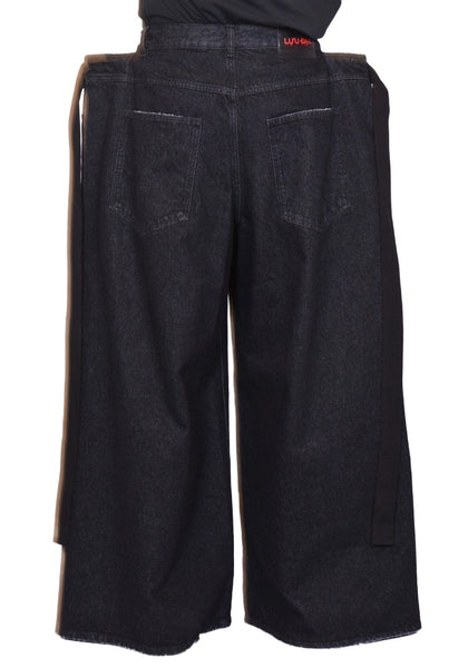 LU'U DAN TIE MAXI PANTS STRONG RINSED BLACK SS26 | DOSHABURI Shop