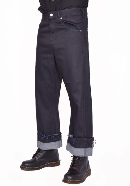 MAINA YEE  DEAN BLUE OVERSIZED DENIM TROUSERS INDIGO FW25 | DOSHABURI Shop