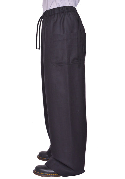 MAINA YEE JUNO WIDE-LEGGED ELASTICATED TROUSERS BLACK FW25 | DOSHABURI Shop